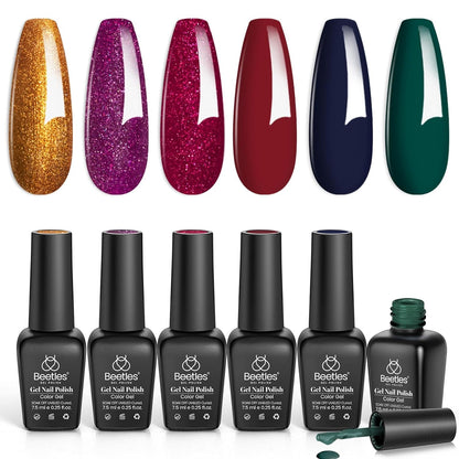 Beetles Pearl Gel Nail Polish 6 Colors Shimmer Glitter White Pink Blue Nail Polish Mermaid Gel Soak Off Uv Led Spring Summer Easter Gel Polish Swirl Thread Effect DIY Manicure Art