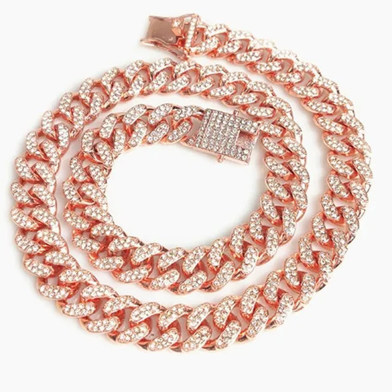 Fashion Hip Hop Iced Out Diamond Full Miami Curb Cuban Chain CZ Bling Rapper Necklaces for Women Men Jewelry