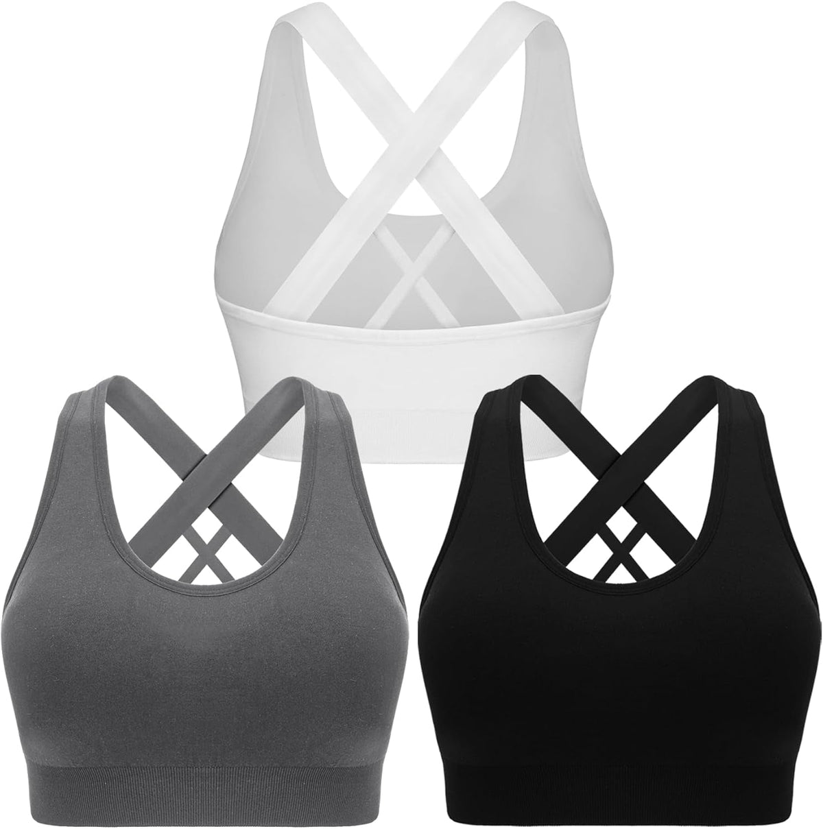 Sports Bras for Women Padded High Impact Seamless Criss Cross Back Workout Tops Gym Activewear Bra