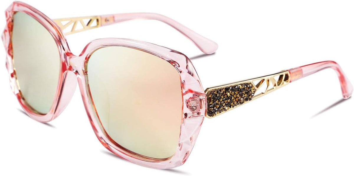 Polarized Women Square Sunglasses Sparkling Composite Shiny Frame B2289