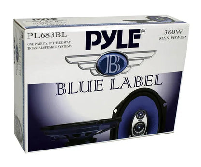Pyle PL683BL 6X8" 720 Watt 3-Way Car Coaxial Audio Speakers Stereo - Blue