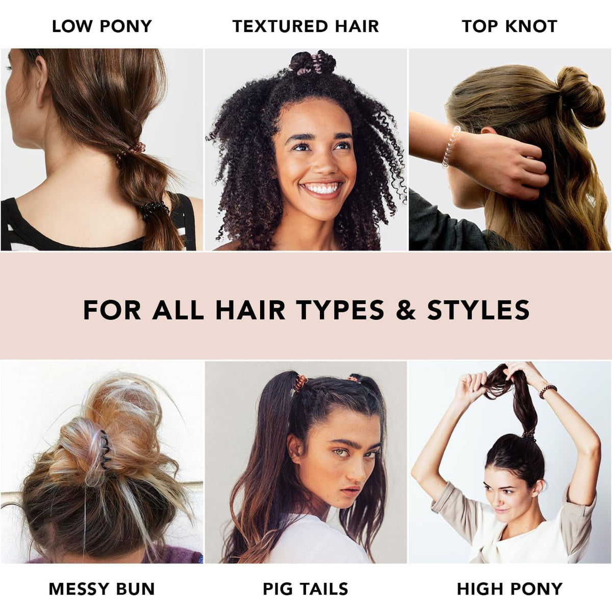 Spiral Hair Ties for Women, Coil Hair Ties for Thick Hair, No Crease Hair Tie, Spiral Hair Ties No Damage, Hair Coils & Phone Cord Hair Ties for Thin Hair, Hair Ties Spiral, 8Pcs (Brunette)