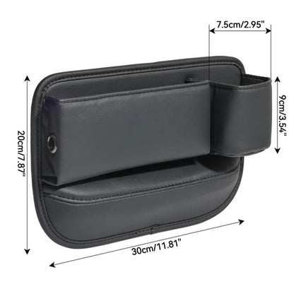 1/2pcs PU Leather Multifunctional Car Seat Gap Organizer Filler Console Side Pocket Catcher with Cup Holder for Phone Wallet Card Key Cigarette