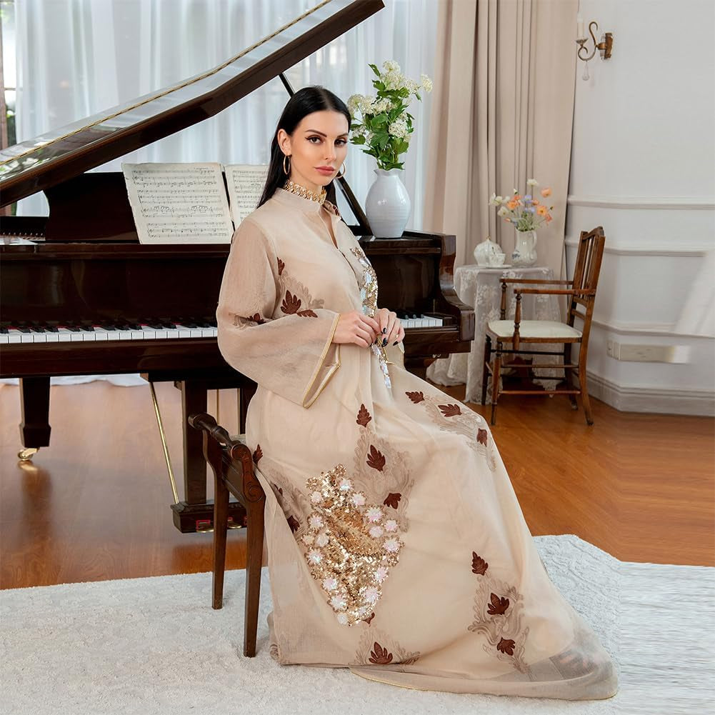 Abaya for Women Muslim Kaftan Floral Maxi Dresses Dubai Turkey Middle East Islam Caftan Ramadan Eid Party Robe