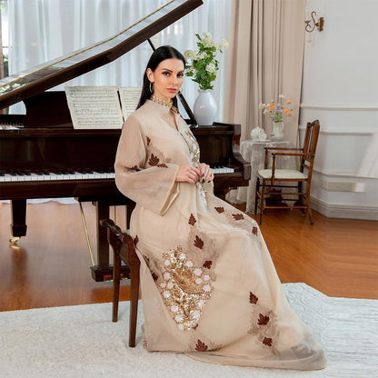 Abaya for Women Muslim Kaftan Floral Maxi Dresses Dubai Turkey Middle East Islam Caftan Ramadan Eid Party Robe