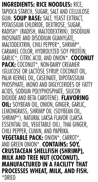 Laksa Curry Instant Noodle Bowls | Coconut Curry Flavor with Rice Noodles | Gluten-Free | No MSG Added | 2.1 Oz (6 Pack)