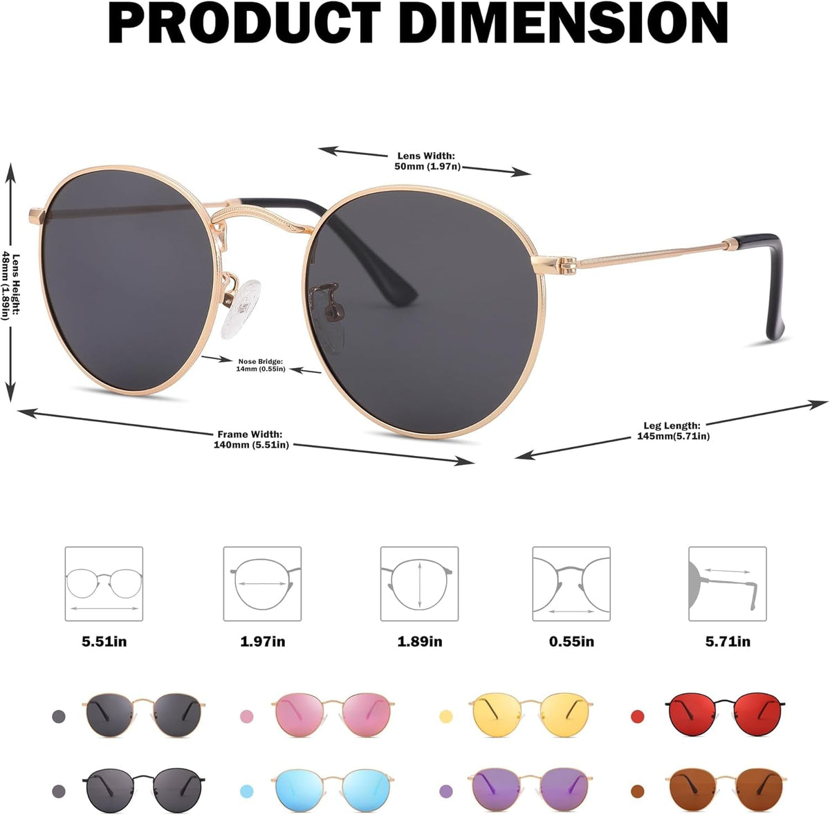 Small round Metal Polarized Sunglasses for Women Retro Designer Style