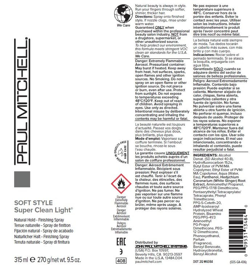 Paul Mitchell Super Clean Light Finishing Hairspray, Natural Hold, Touchable Finish, for Fine Hair, 9.5 Oz.