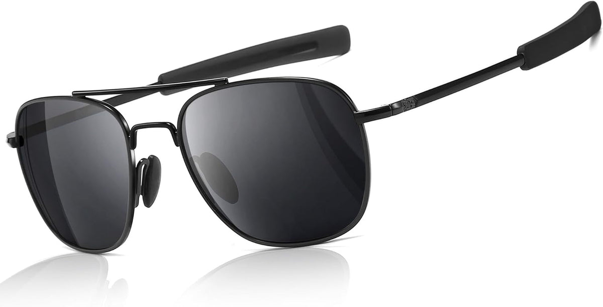 Men's Military Style Polarized Pilot Aviator Sunglasses Bayonet Temples
