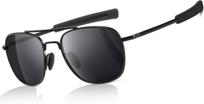 Men's Military Style Polarized Pilot Aviator Sunglasses Bayonet Temples