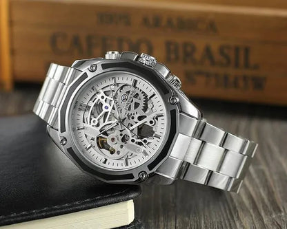 Top Forsining Mechanical Watches Automatic Men's Skeleton Waterproof Stainless Steel Watch Relogio Masculino