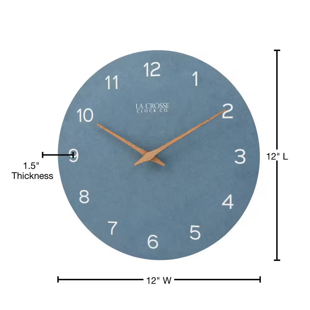 12 In. Blue Tahoe Quartz Analog Wall Clock