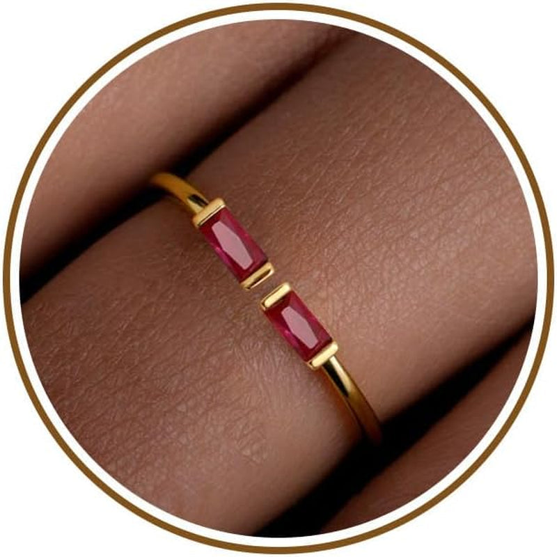 Birthstone Rings for Women Dainty Emerald Blue Ring Birthday Gifts for Mom Her Gemstones CZ Ring for Teens Gold Rings That Don'T Tarnish Adjustable Ring Jewelry Gifts