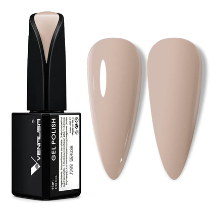 VENALISA 15ml Gel Nail Polish, Pure White Color Soak Off UV LED Nail Gel Polish Nail Art Starter Manicure Salon DIY at Home, 0.53 OZ