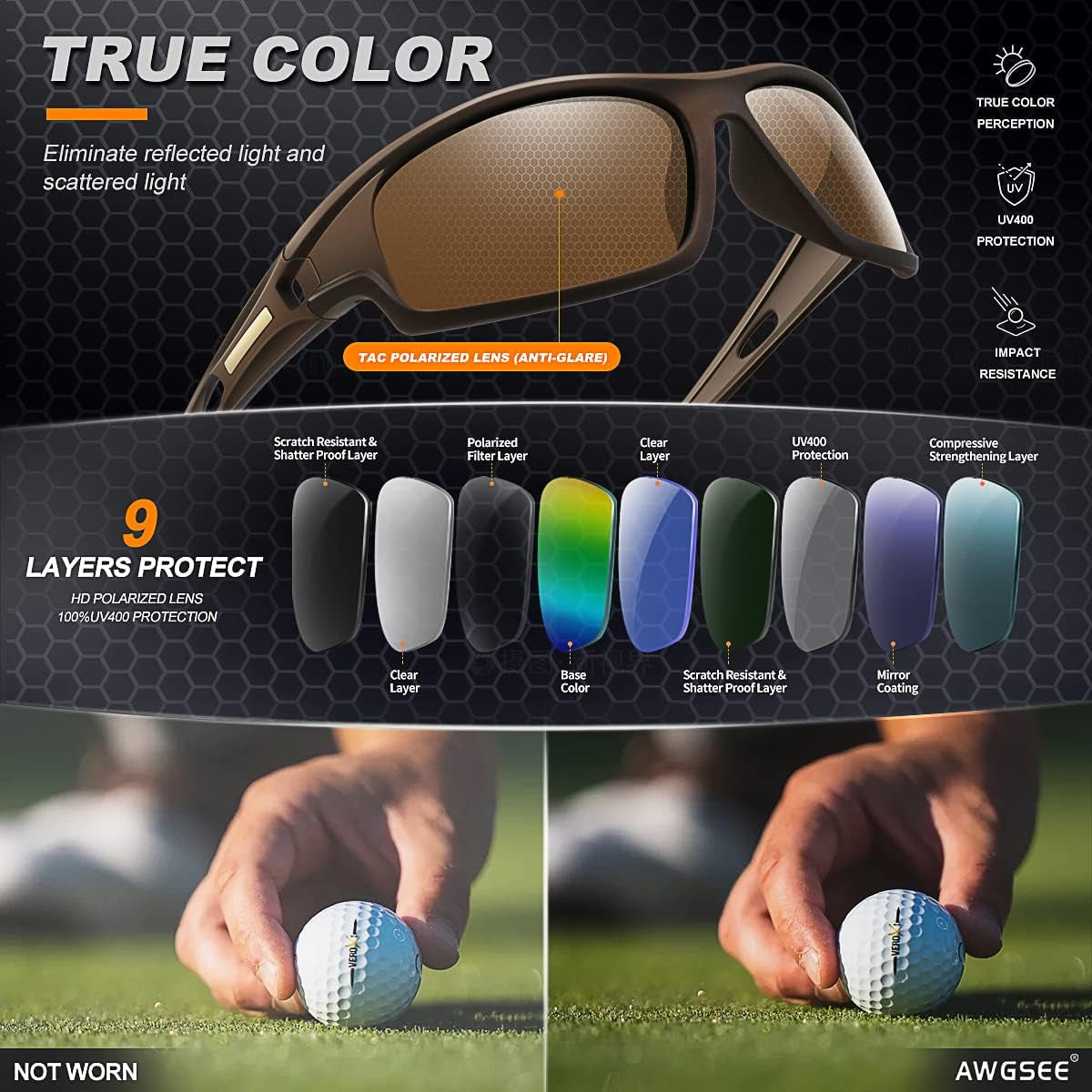 Polarized Sports Sunglasses for Men 100% UV Protection Wrap Around Unbreakable Sun Glasses for Fishing Driving