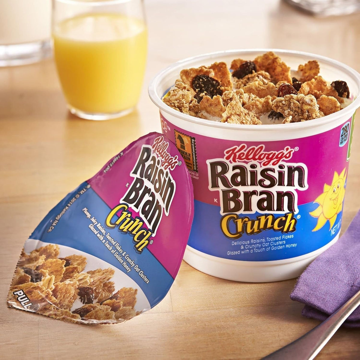 Kellogg'S  Crunch Breakfast Cereal Cups, Fiber Cereal, Made with Real Fruit, Original, 33.6Oz Case (12 Cups)