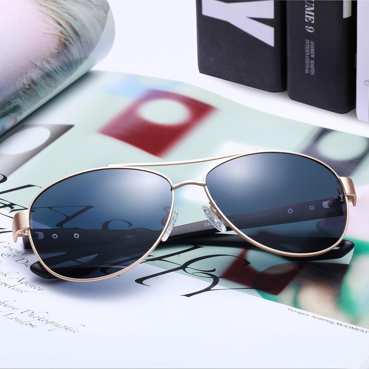 Polarized Sunglasses for Women UV Protection Ultra-Lightweight Comfort Metal Frame Driving Glasses CA3210