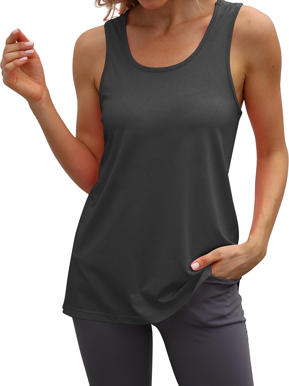 Womens Workout Athletic Tank Tops Loose Gym Yoga Racerback Sleeveless Running Sports Shirts Tops