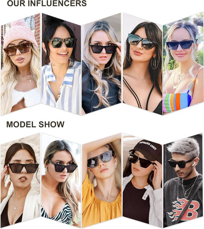 Trendy Oversized Square Cateye Polarized Sunglasses Womens Big Frame Shades SJ2115