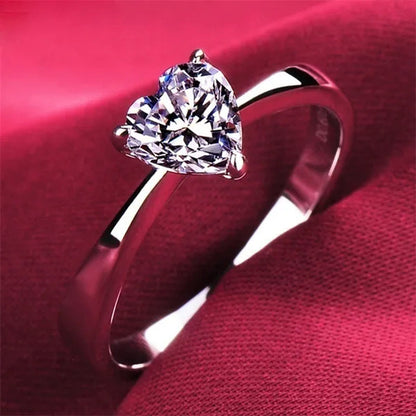 Simple Silver Color Ring Love White Zirconia Women Ring Wedding Anniversary Christmas Gift Beach Party Jewelry