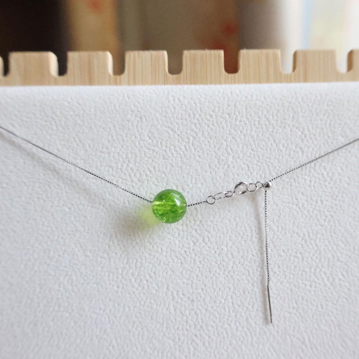 August Birthstone Elegant Silver Necklace for Women with Green Peridot Pendant - Handmade Crystal Birthstone Jewelry(Peridot)