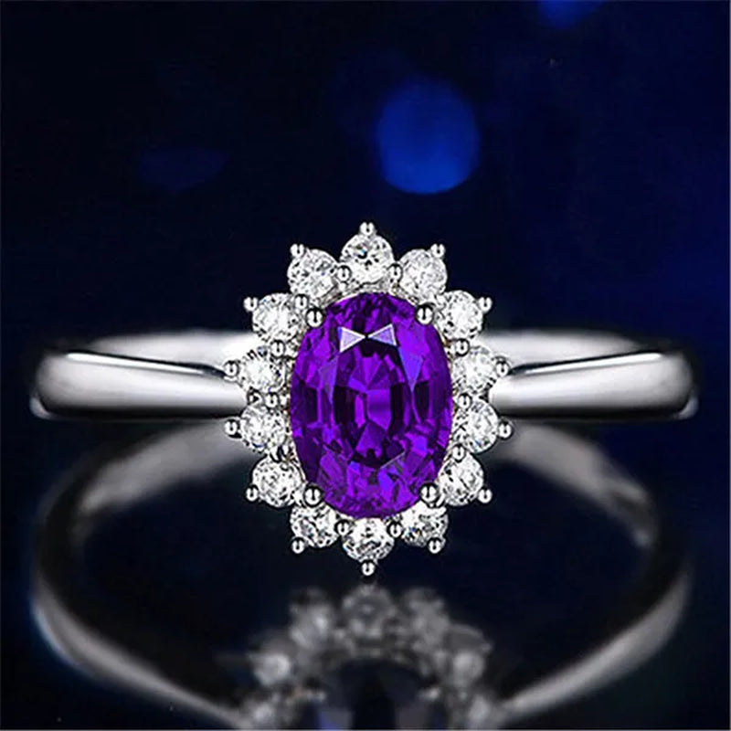 New Ruby Diana Sunflower Lady  Ring Classic Living Mouth Design Women's Ring