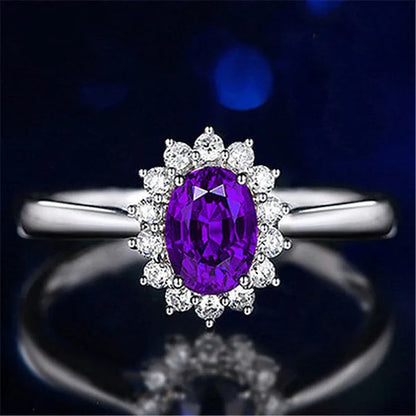 New Ruby Diana Sunflower Lady  Ring Classic Living Mouth Design Women's Ring
