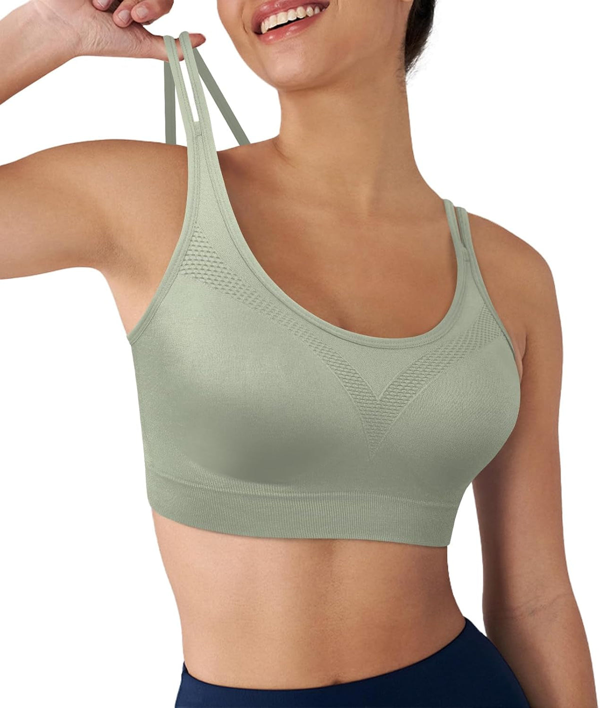 Cross Back Sports Bra for Women Padded Strappy Yoga Bra Medium Support Workout Bra for Athletic Gym Fitness 3 Pack