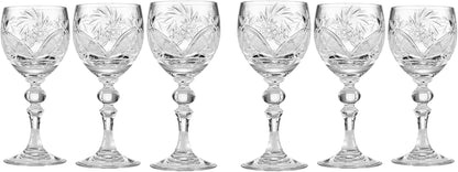 SET of 6 Russian CUT Crystal Shot/Sherry Glasses on a Long Stem 65Ml/2Oz Hand Made