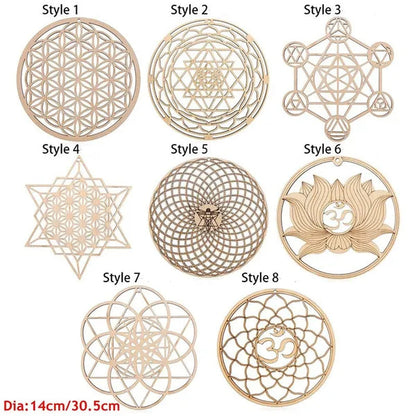 1 PC Making Sacred Geometry Ornament Laser Cut Handmade Coasters Wood Wall Art Home Decor Wooden Wall Sign Flower Of Life Energy Mat Flower of Life Shape Slice Wood Base