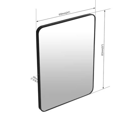 24 In. W X 32 In. H Rectangular Metal Framed Wall Bathroom Vanity Mirror in Matte Black