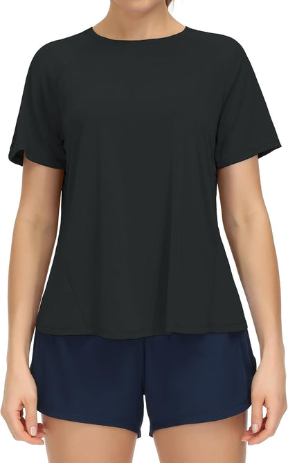 Women'S Short Sleeve Workout Shirts Breathable Yoga T-Shirts with Side Slits Athletic Tee Tops