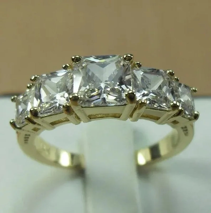 Natural 3.28CT White Diamond 14K Yellow Gold Wedding Ring Size 6-10