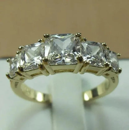 Natural 3.28CT White Diamond 14K Yellow Gold Wedding Ring Size 6-10