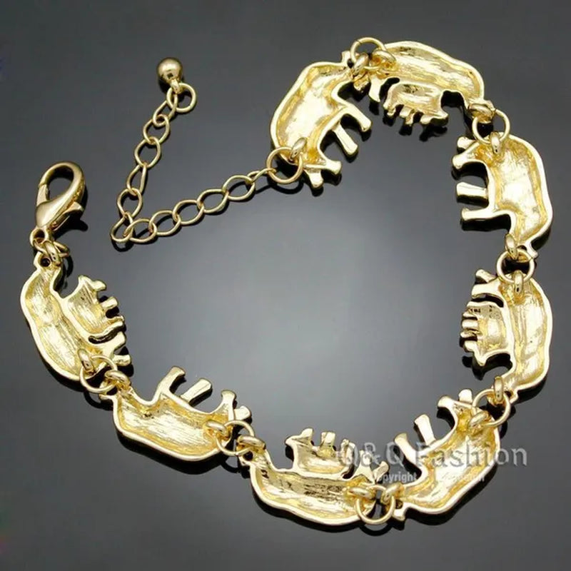 Brand New Fashion African Elephant & Baby Exquisite Charms Link Ganesh Chain Collar Statement Bib Necklace Gold Silver