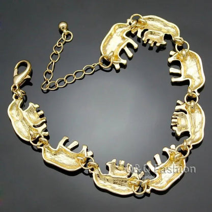 Brand New Fashion African Elephant & Baby Exquisite Charms Link Ganesh Chain Collar Statement Bib Necklace Gold Silver