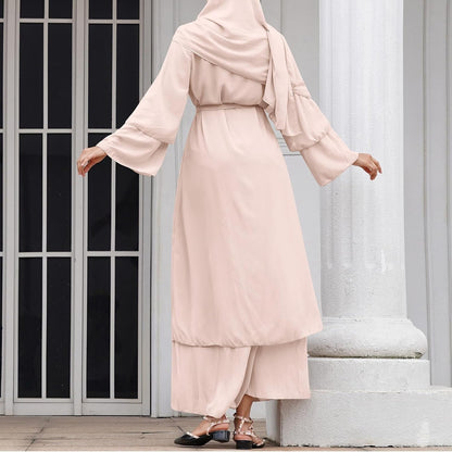Abayas Muslim Dress for Women Long Sleeve Islamic Abaya Eid Dubai Kaftan Dresses Middle East Prayer Dress Chiffon Robe