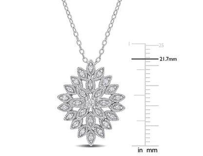 1/4 Carat (Ctw) Diamond Cluster Pendant Necklace in Sterling Silver with Chain