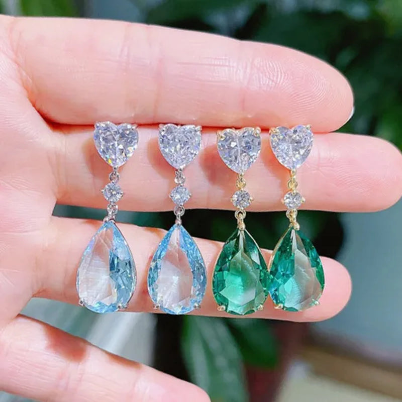 Trendy 14K Yellow Gold Teardrop Cut Citrine Gemstone Pendant Earrings for Women Bridal Wedding Jewelry Gift