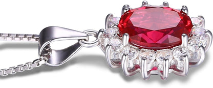 Princess Diana Kate Middleton Natural Amethyst Citrine Garnet Peridot Topaz Created Ruby Sapphire Simulated Emerald Pendant Necklace for Women, 925 Sterling Silver Gemstone Jewelry Set