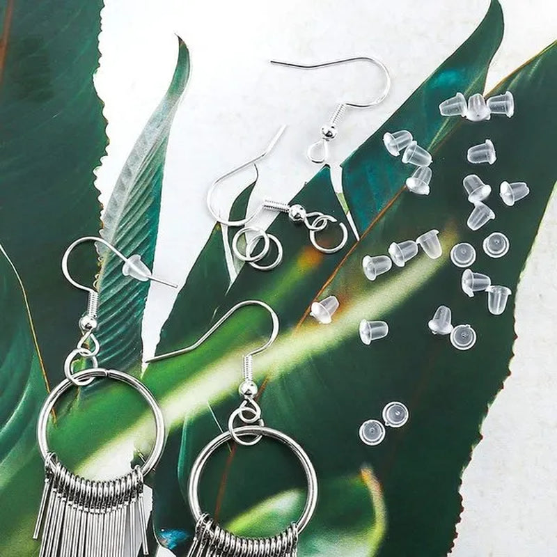 925 Sterling Silver Earring Hooks, Earring Making Kit: 20/50/100PCS Hypoallergenic Earring Hooks with 20/50/100PCS Open Jump Rings and 20/50/100PCS Rubber Earring Backs for DIY Jewelry Making (Silver,Gold)