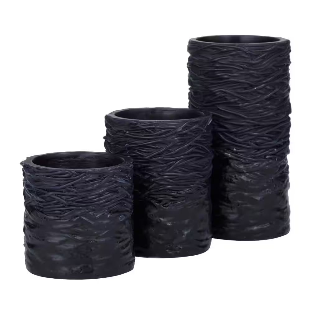 Black Flameless Candle with Remote Control (Set of 3)
