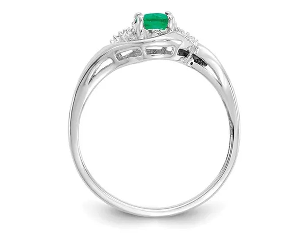 2/5 Carat (ctw) Natural Emerald Ring in 14K White Gold