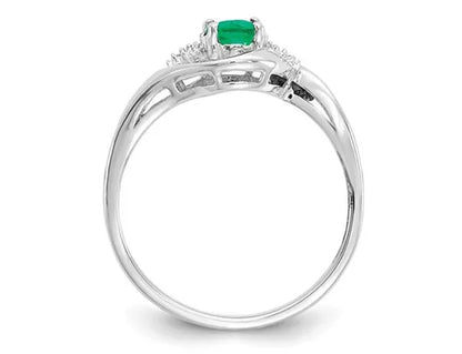 2/5 Carat (ctw) Natural Emerald Ring in 14K White Gold