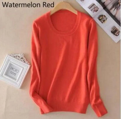 18 Colors Wool Pure Cashmere Sweater Women Soft Pullovers O-Neck Pull Femme Long Sleeve Sweaters Pullovers