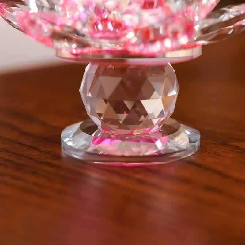 Crystal Glass Lotus  Candle Tea Light Holder Buddhist Candlestick Home Decoration