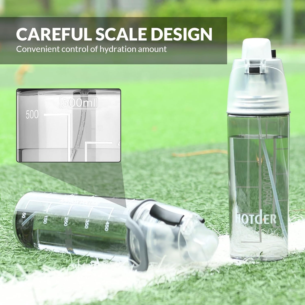 Water Bottle 16 OZ, Tritan Water Bottle with Mister, 2 in 1 Water Spray Bottle Bpa-Free&Leak-Proof, Sports Water Bottle with Flexible Handle for Fitness, Gym, Camping and Outdoors (1 Pack)