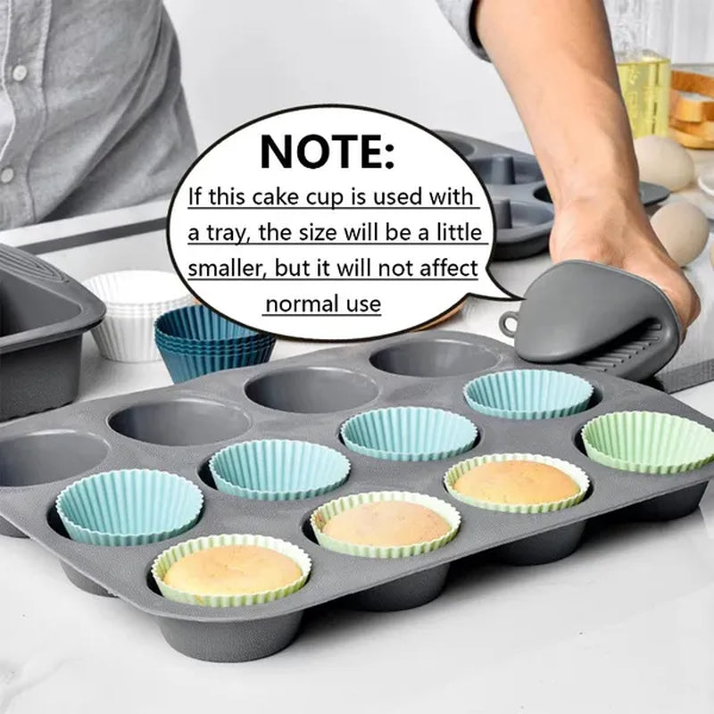 12/24PCS Silicone Cake Mold Round Muffin Cupcake Baking Molds Reusable DIY Cake Decorating Silicon Mould Tools Baking Accessories