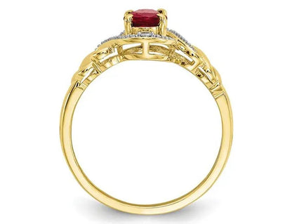 1.05 Carat (ctw) Natural Ruby Ring in 10K Yellow Gold