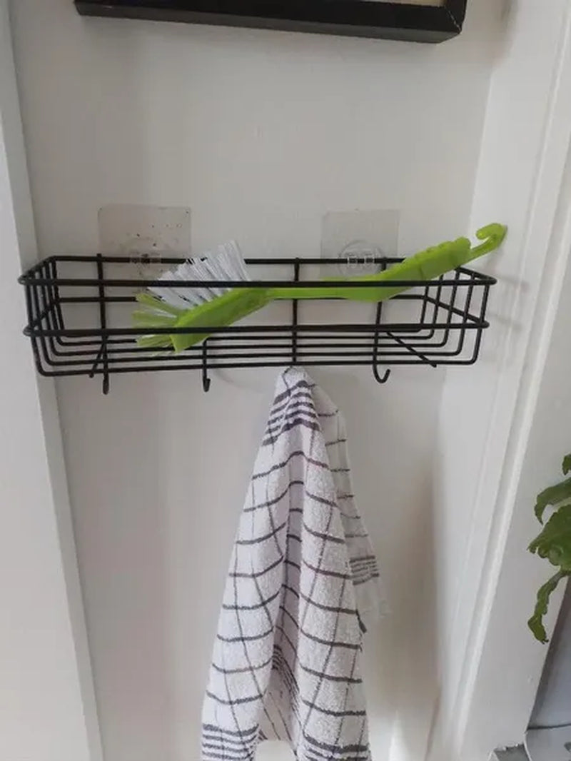 Wall Mounted Hanging Storage Shelf Kitchen Bathroom Shower Storage Rack Punch Free